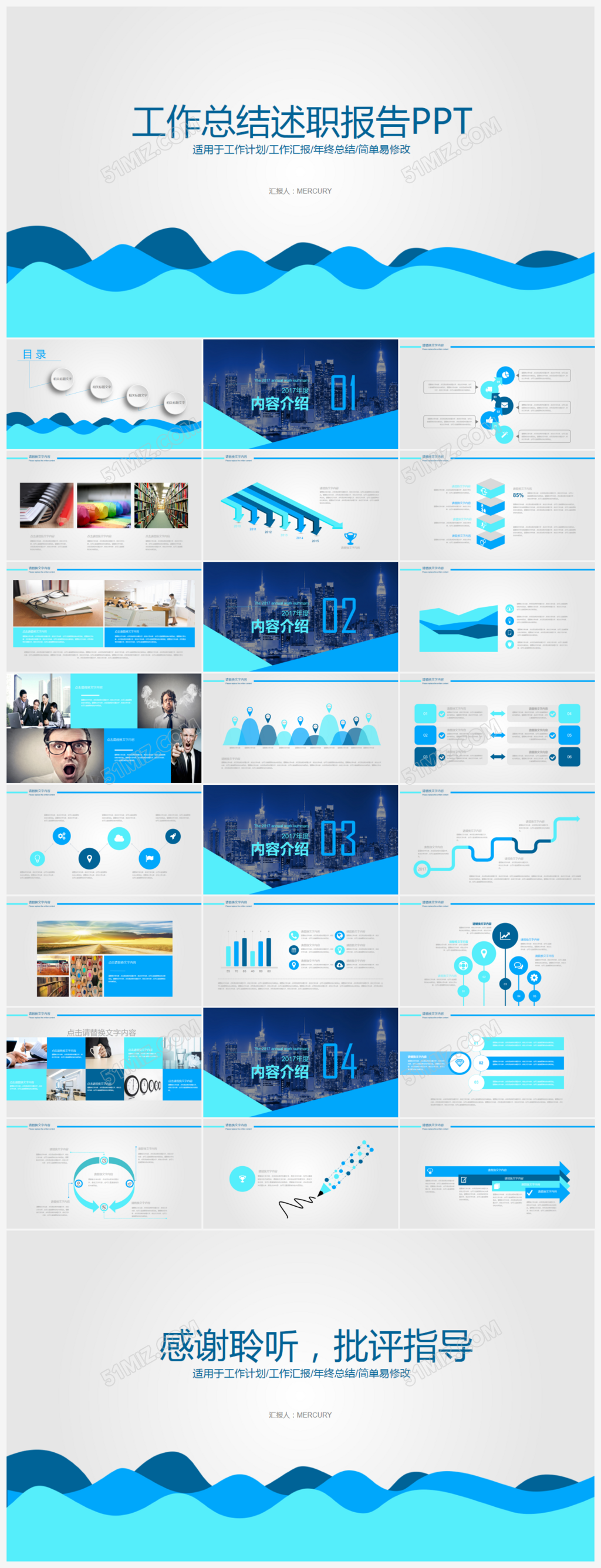 2017年商务部门经理述职报告pptPPT模板