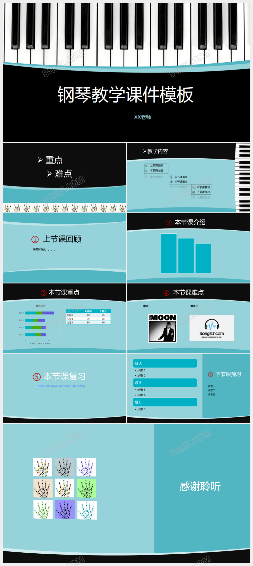 钢琴教育教学课件PPT模板