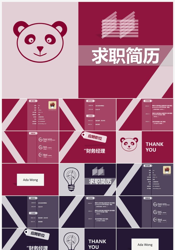 财务经理述职竞聘求职简历ppt模板