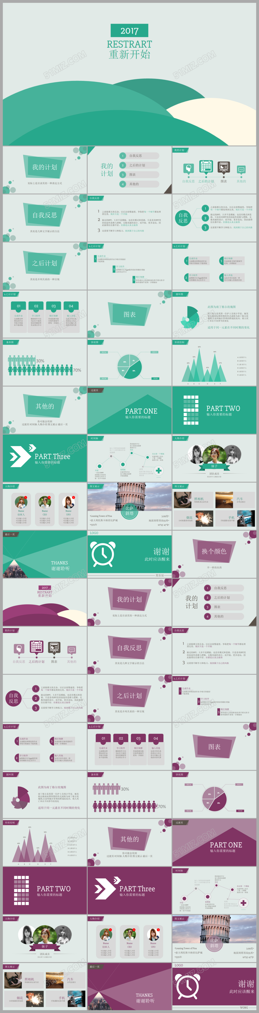 简约扁平个人简历职业规划ppt模板