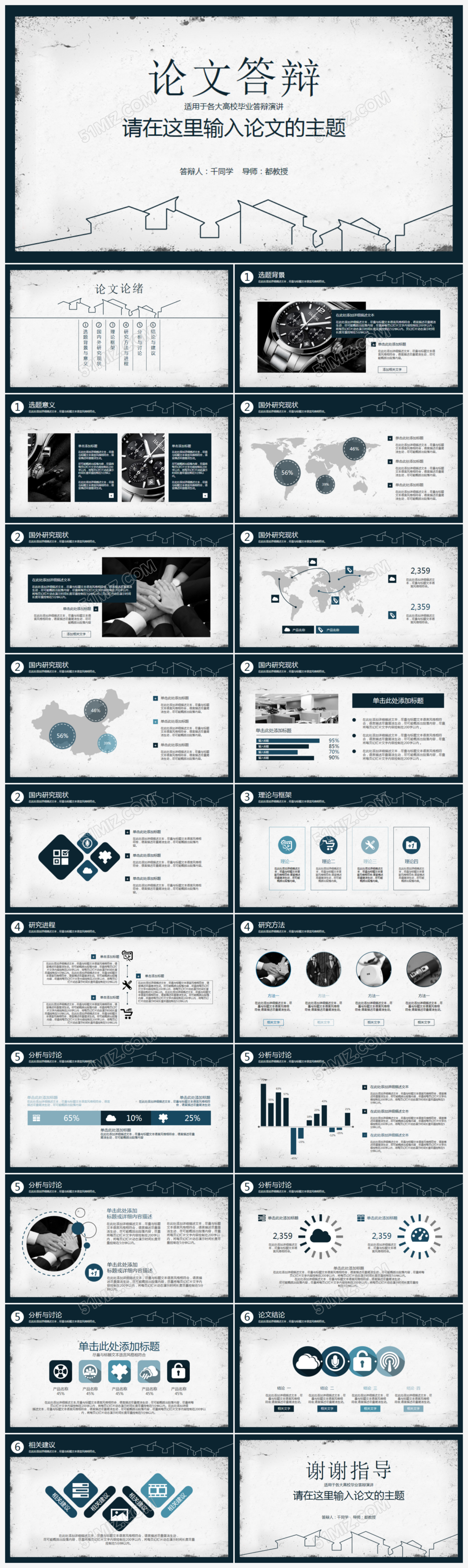 创意大学毕业答辩ppt模板