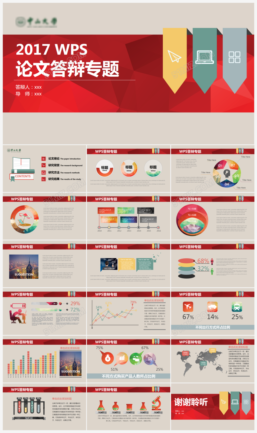 2017wps论文答辩ppt模板
