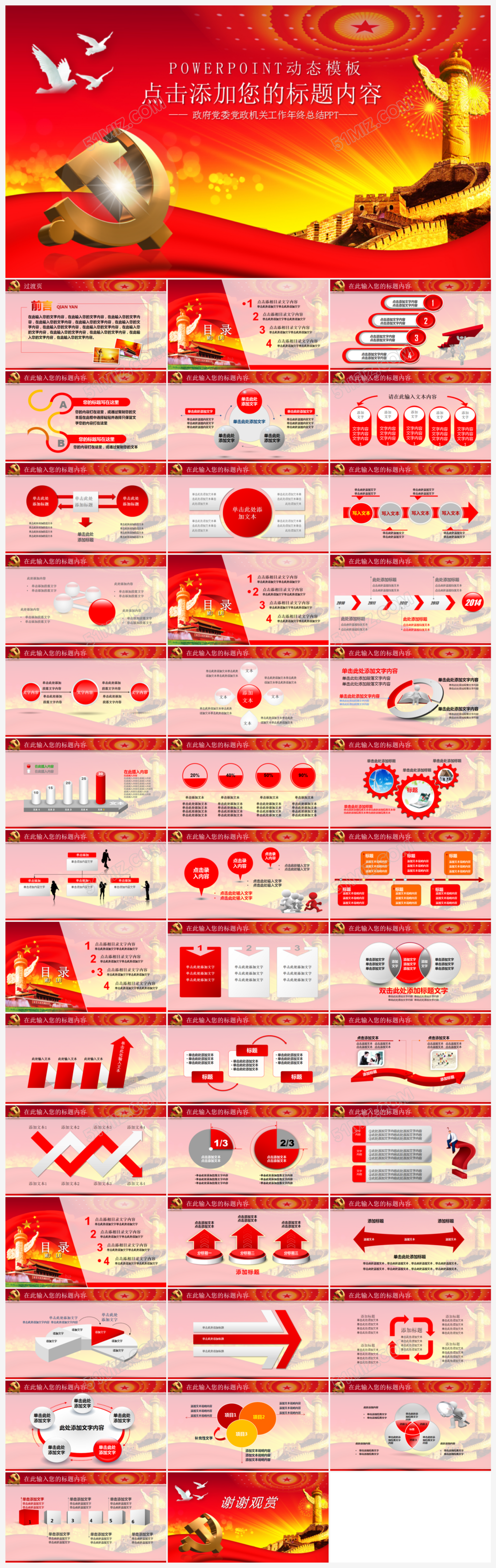 红色党建述职报告ppt模板