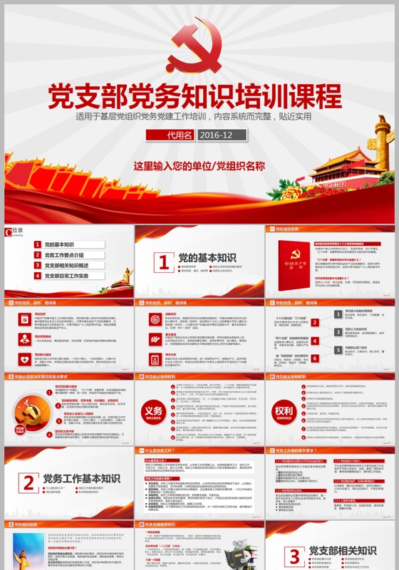 党支部党务知识党课培训ppt模板