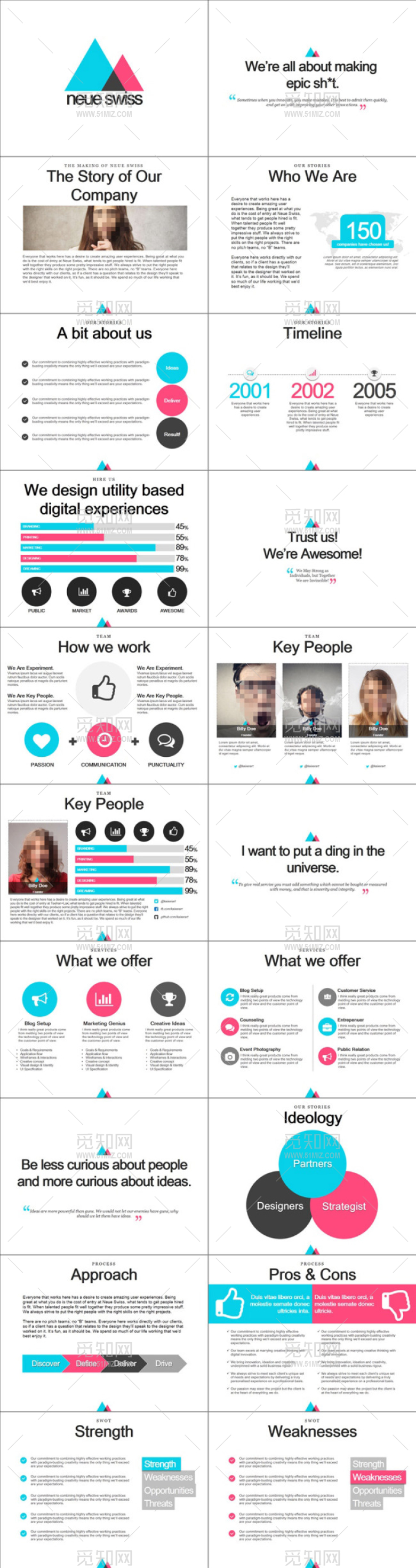 清爽简洁亮色欧美商务好看多用PPT...