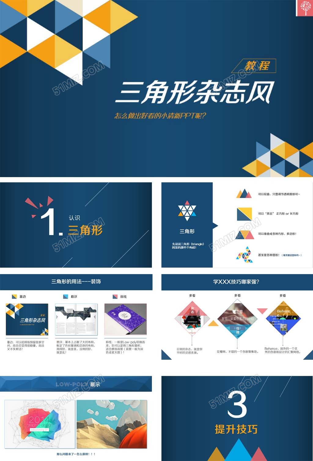 三角形杂志风ppt