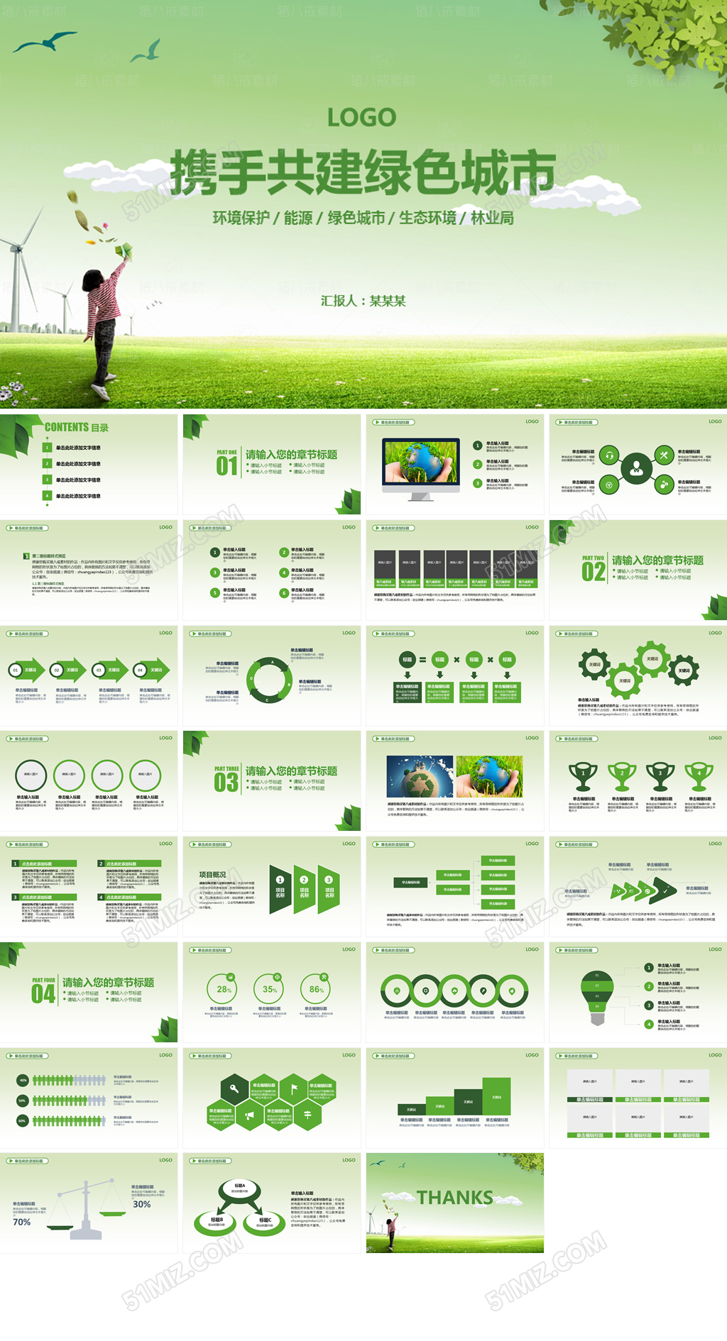 绿色环保科技ppt高端动态模板