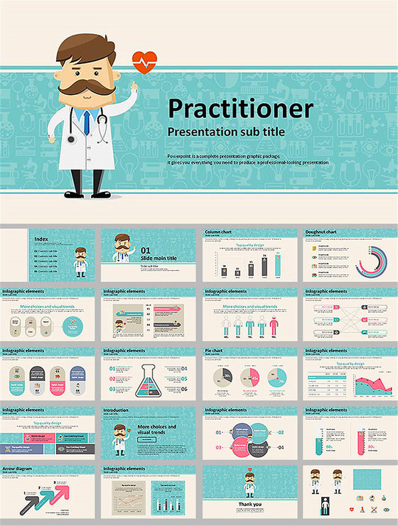 卡通医生医疗行业ppt模板