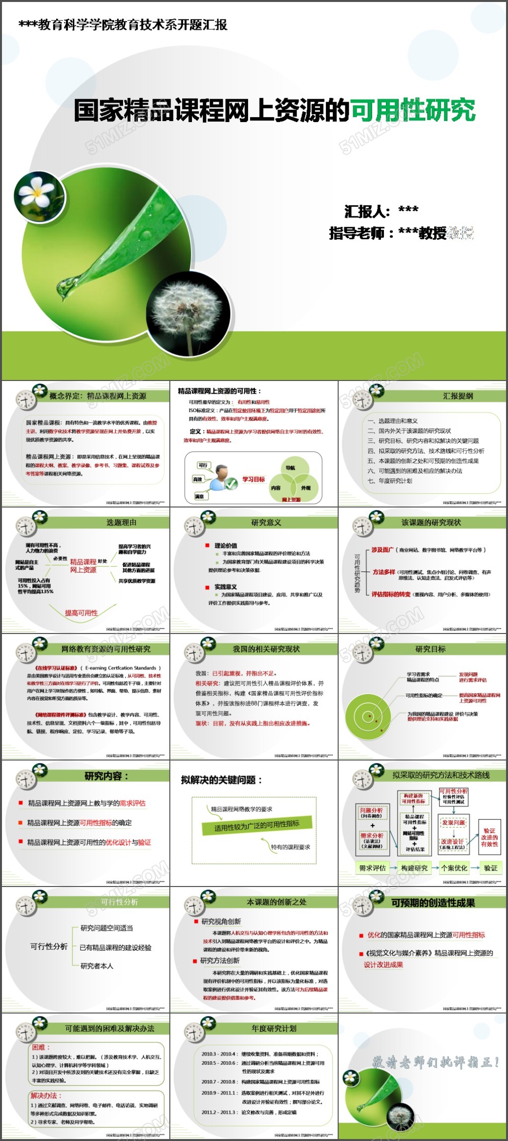 研究生开题报告PPT模板