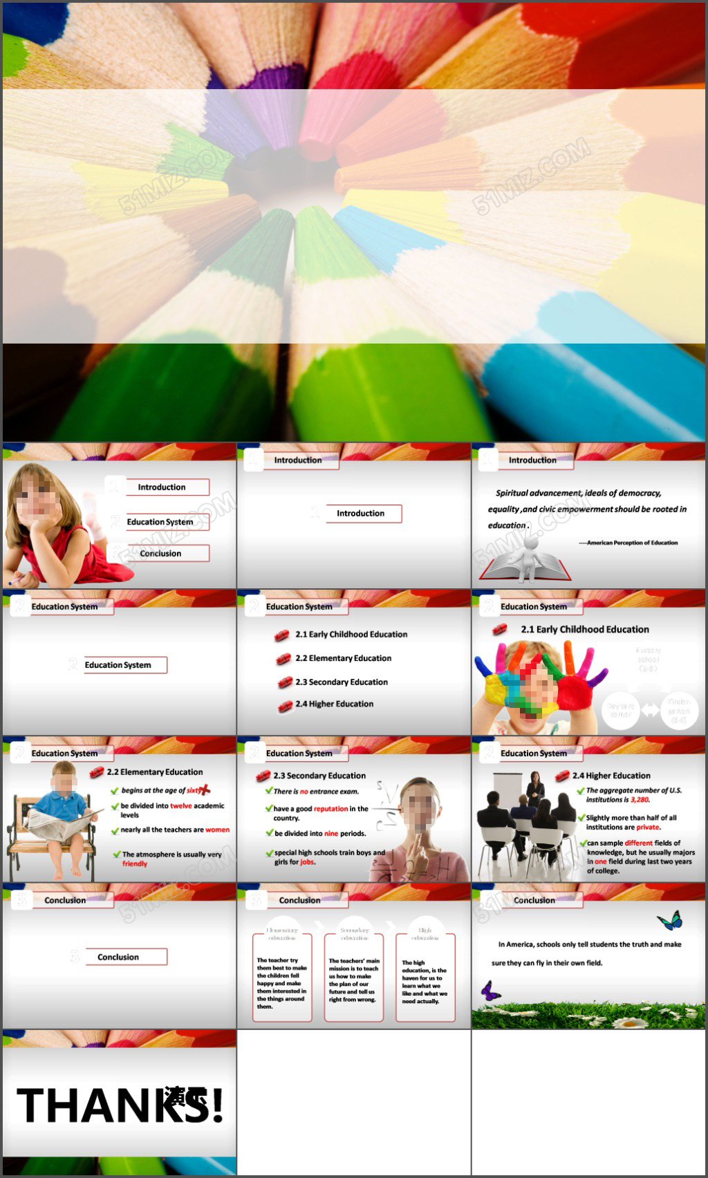 多彩儿童教育PPT模板