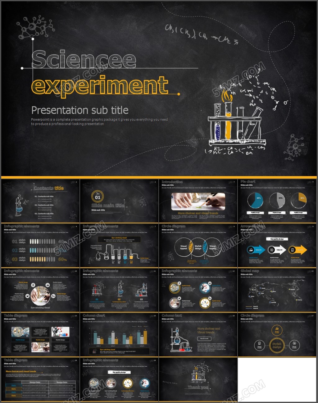 3套手绘校园教育黑板粉笔字PPT模...
