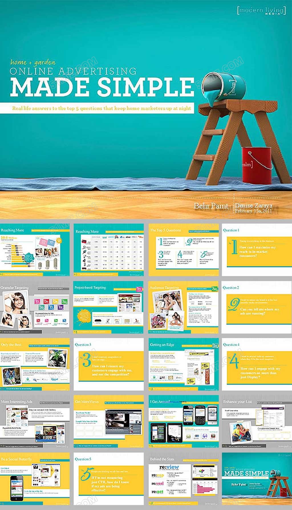 清新黄绿色搭配国外优秀商务风格pp...