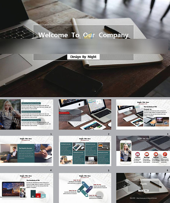 欧美风工作商务总结ppt模板免费下...