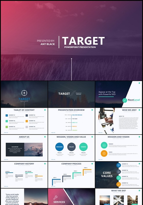 炫彩通用商务图文总结图表PPT模板