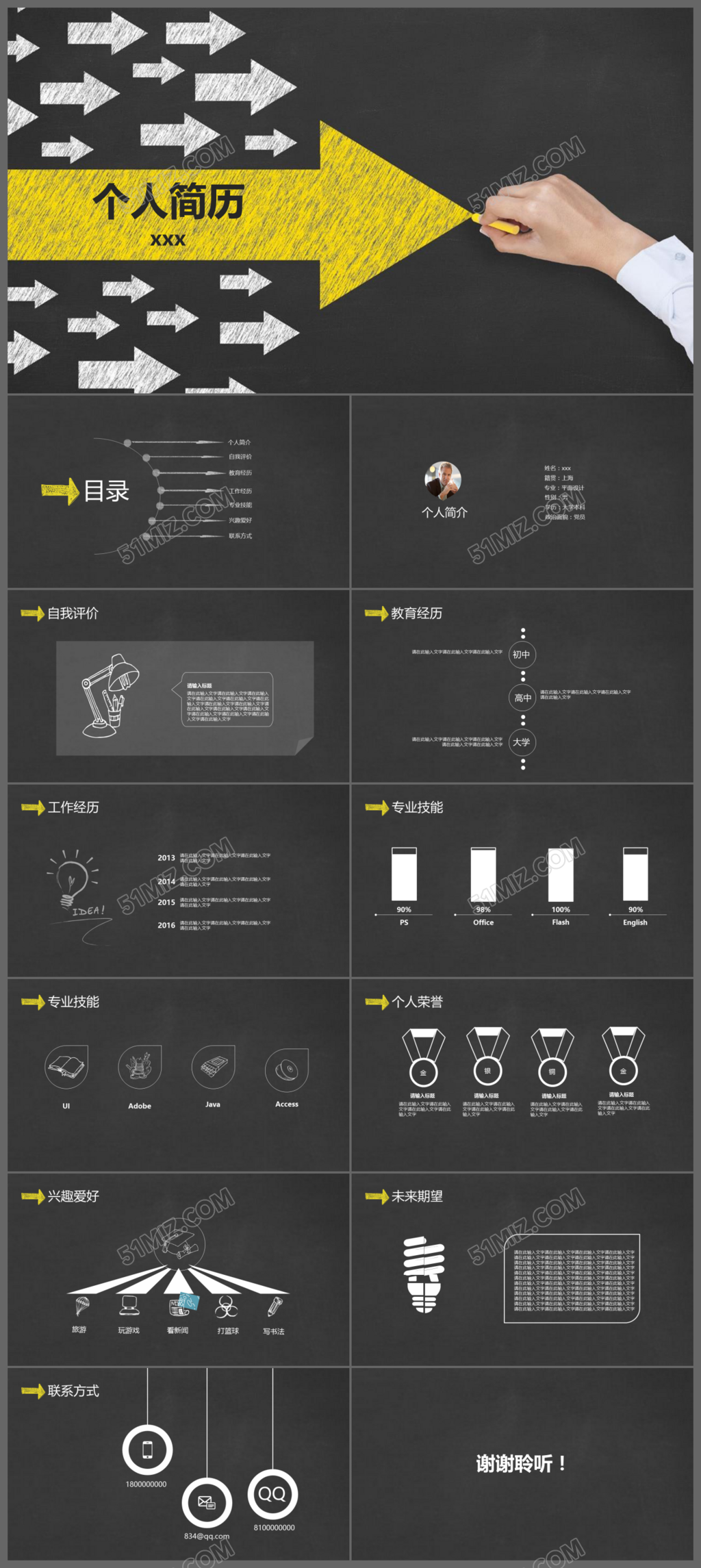 黑色创意个人简历ppt自我介绍