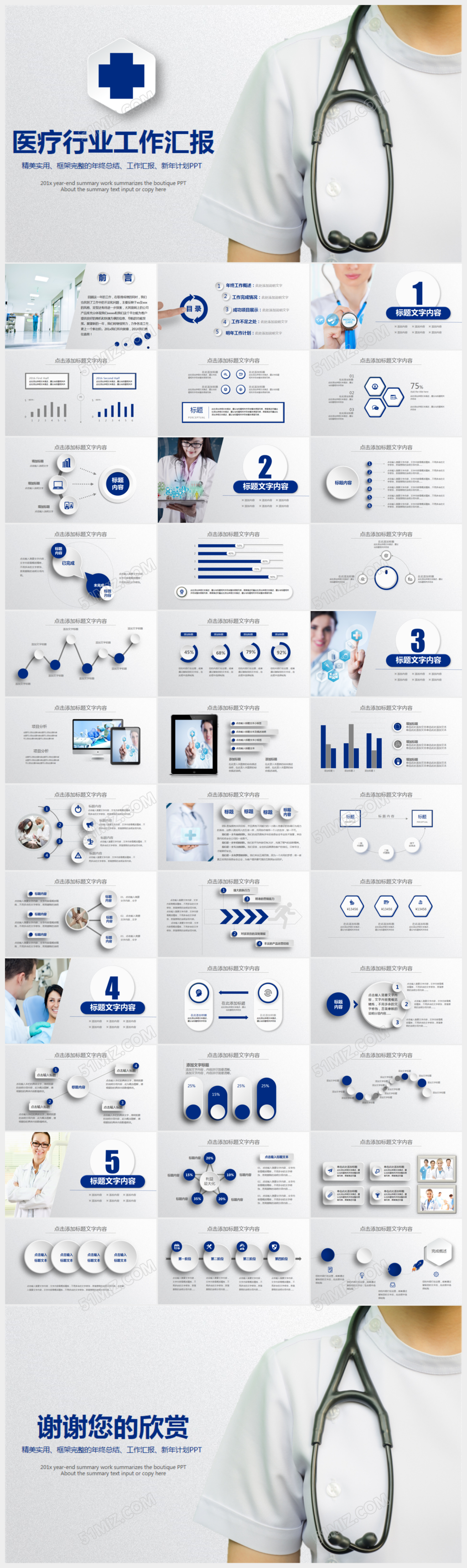 医疗行业医生护士医学生通用工作汇报ppt模板
