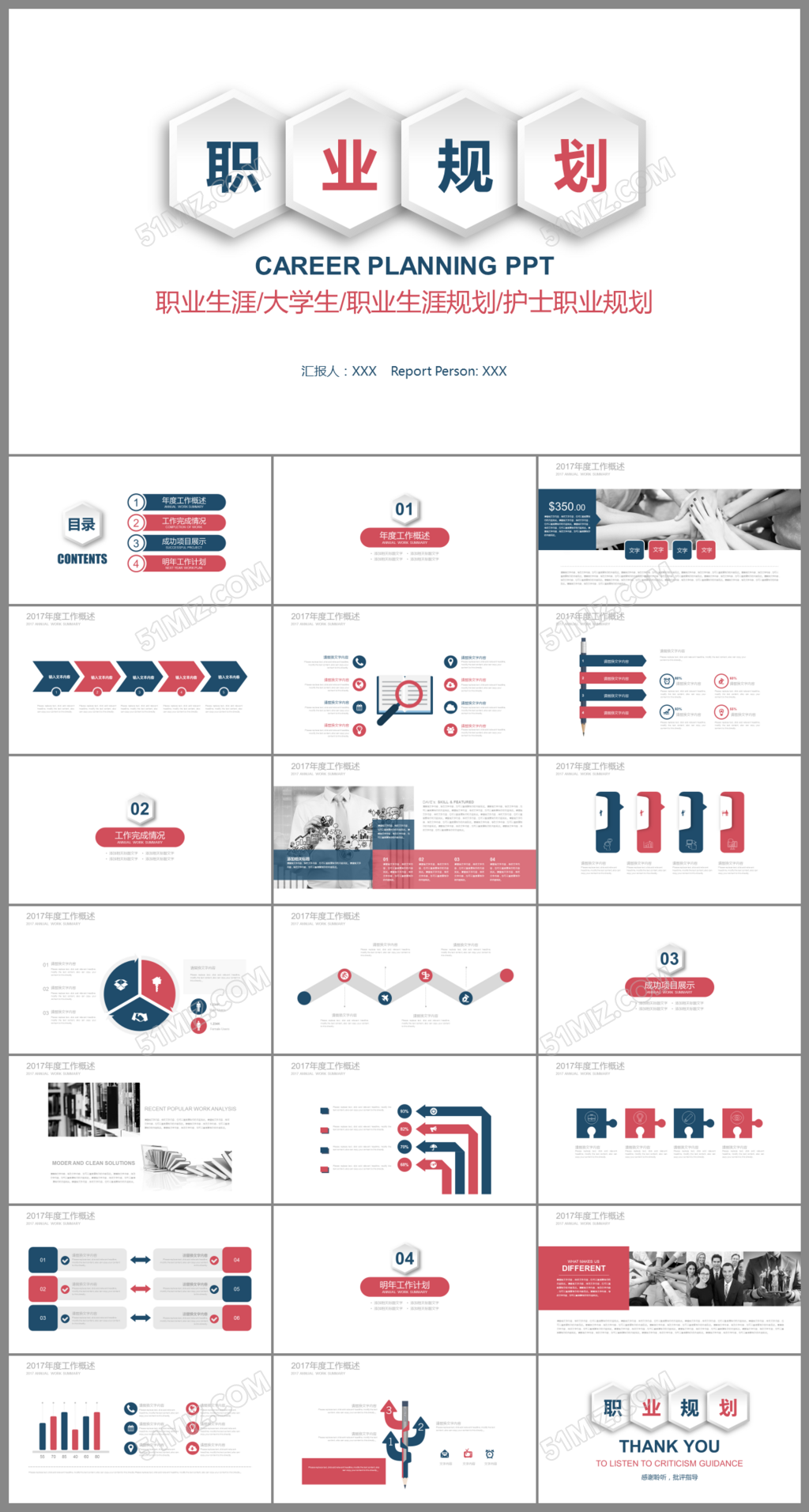 微立体职业规划ppt模板