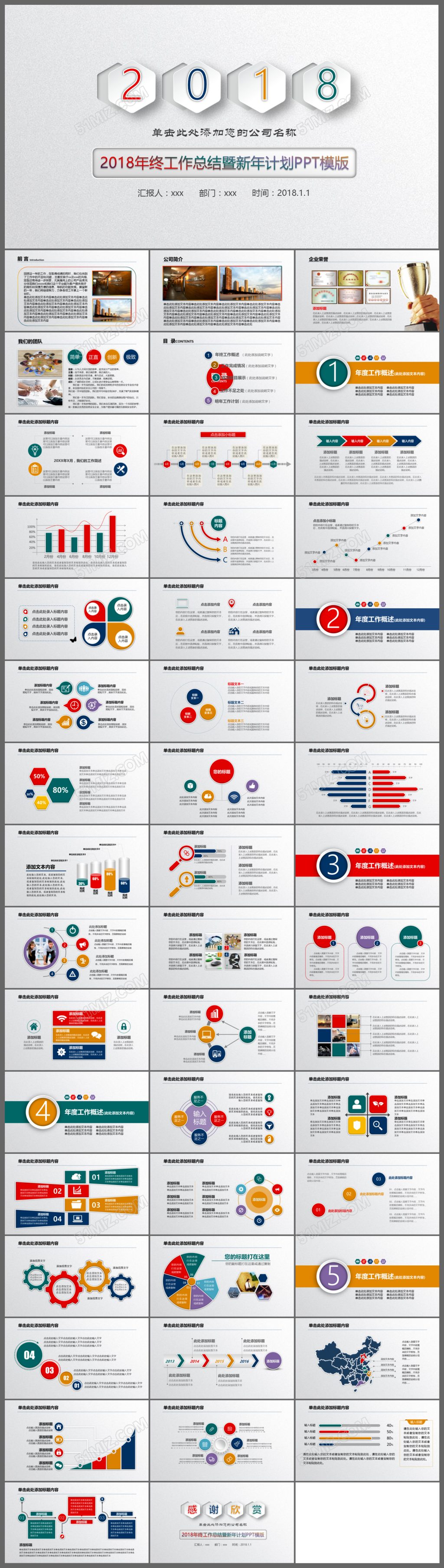 2018炫彩微粒体商务工作总结计划PPT