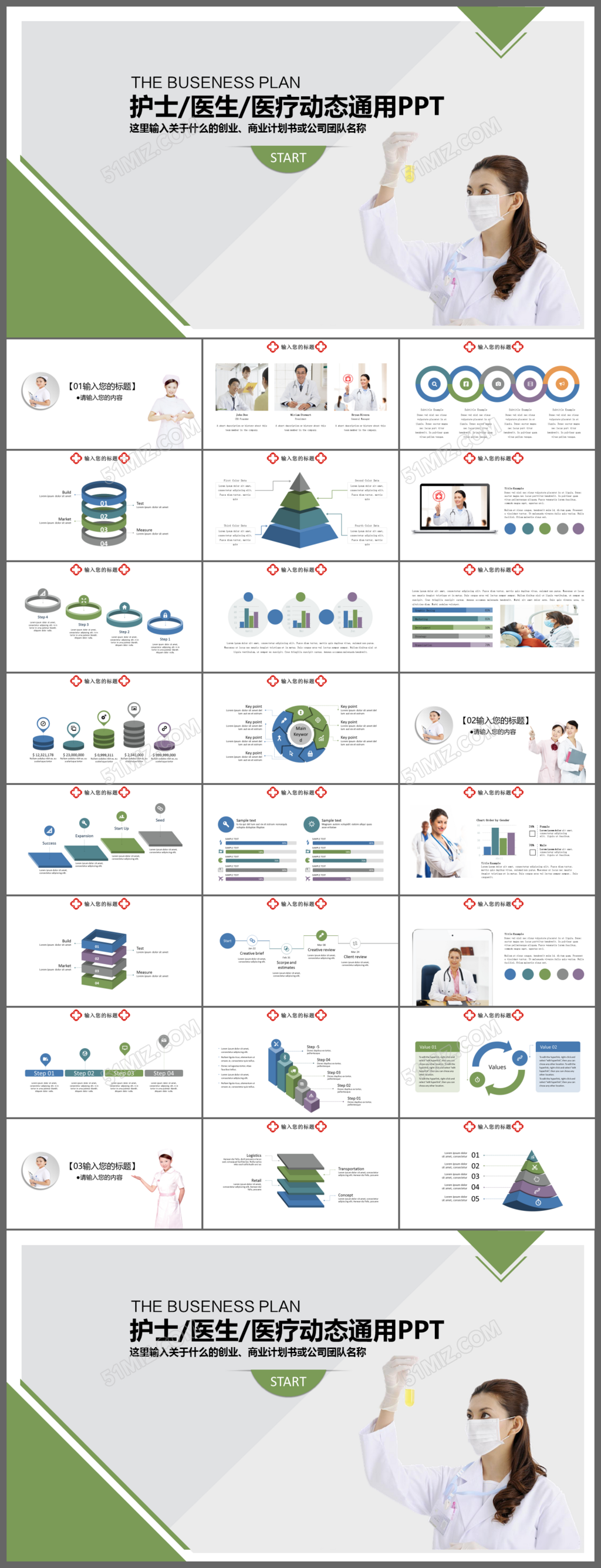 护士医生医疗动态通用ppt模板