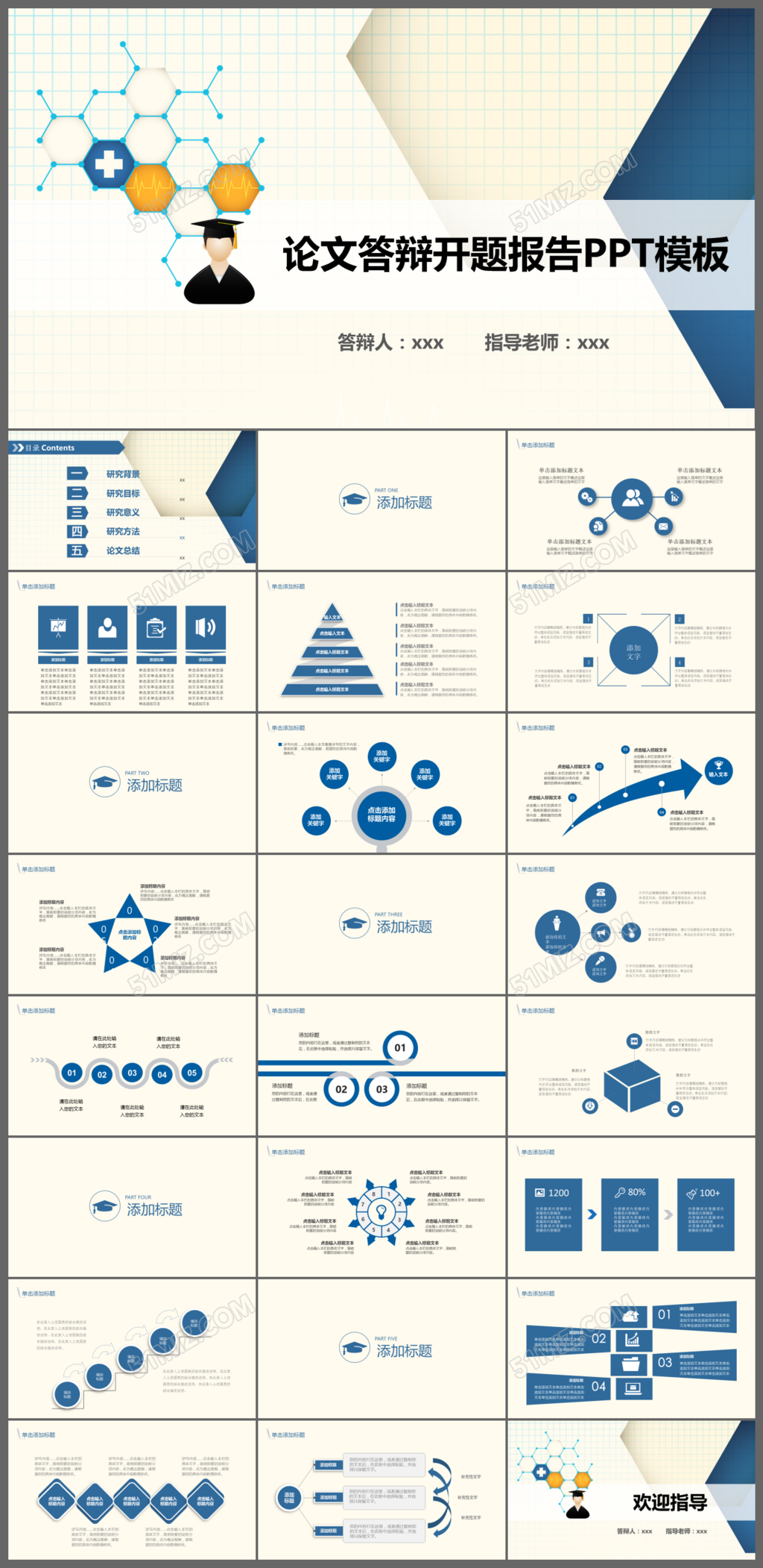 简洁论文答辩开题报告ppt模板