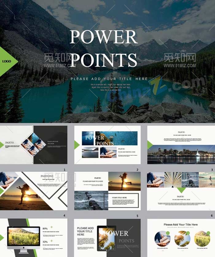 2017欧美大气山水动态总结ppt模板