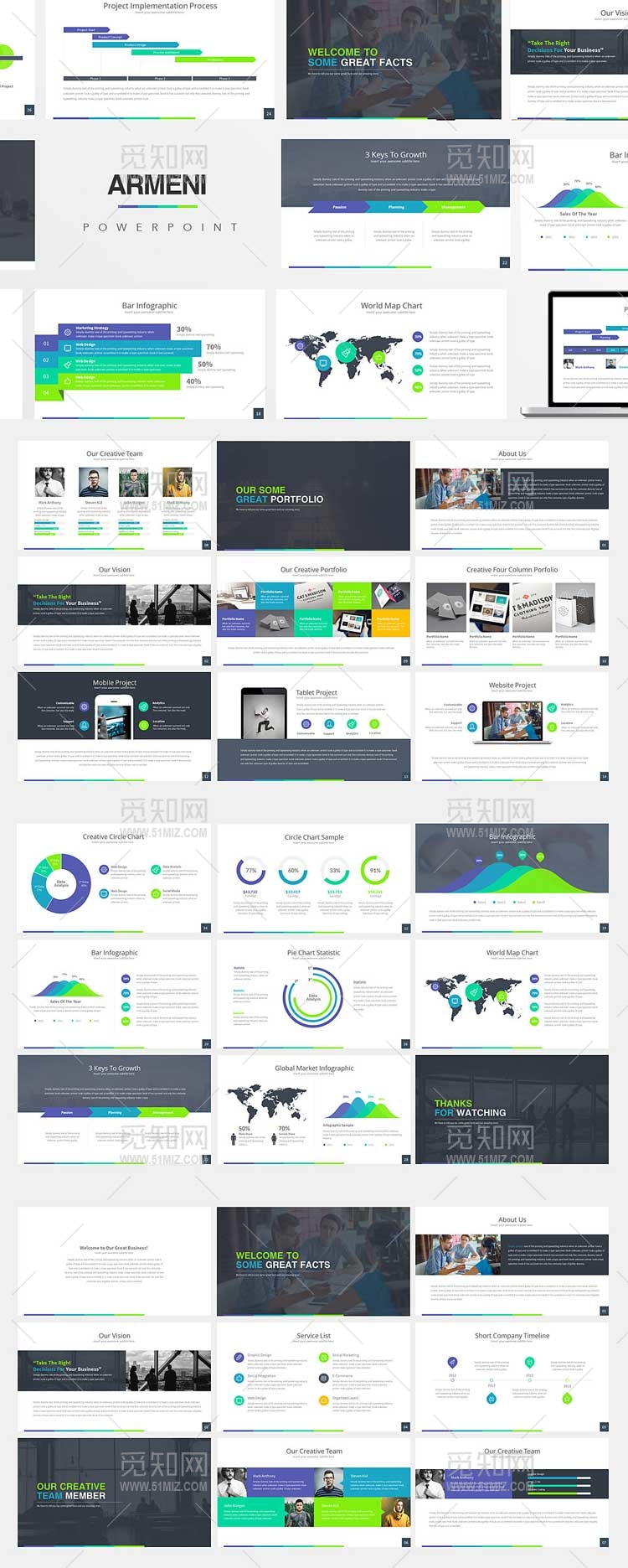 微立体工作汇报商务PPT模板