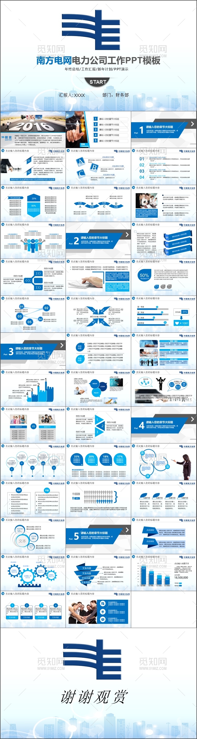 2017南方电网电力公司工作总结ppt模板