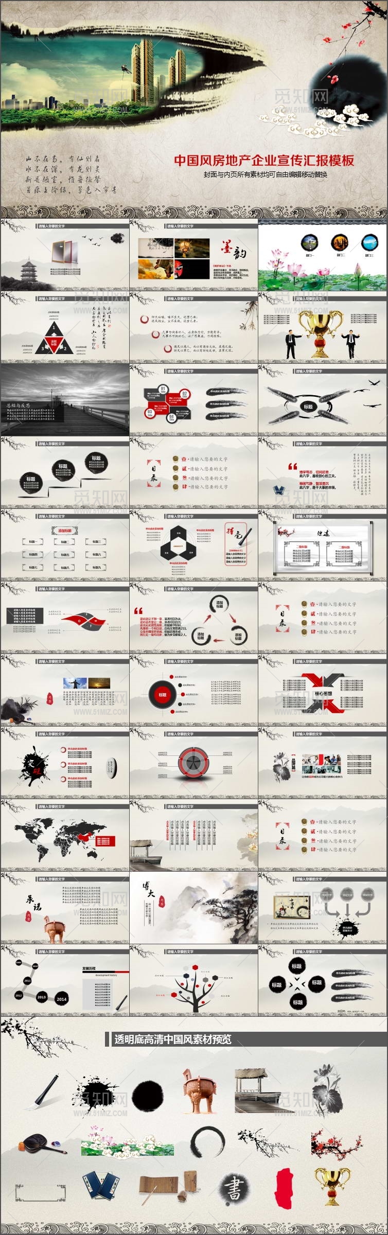中国风房地产企业宣传汇报ppt模板