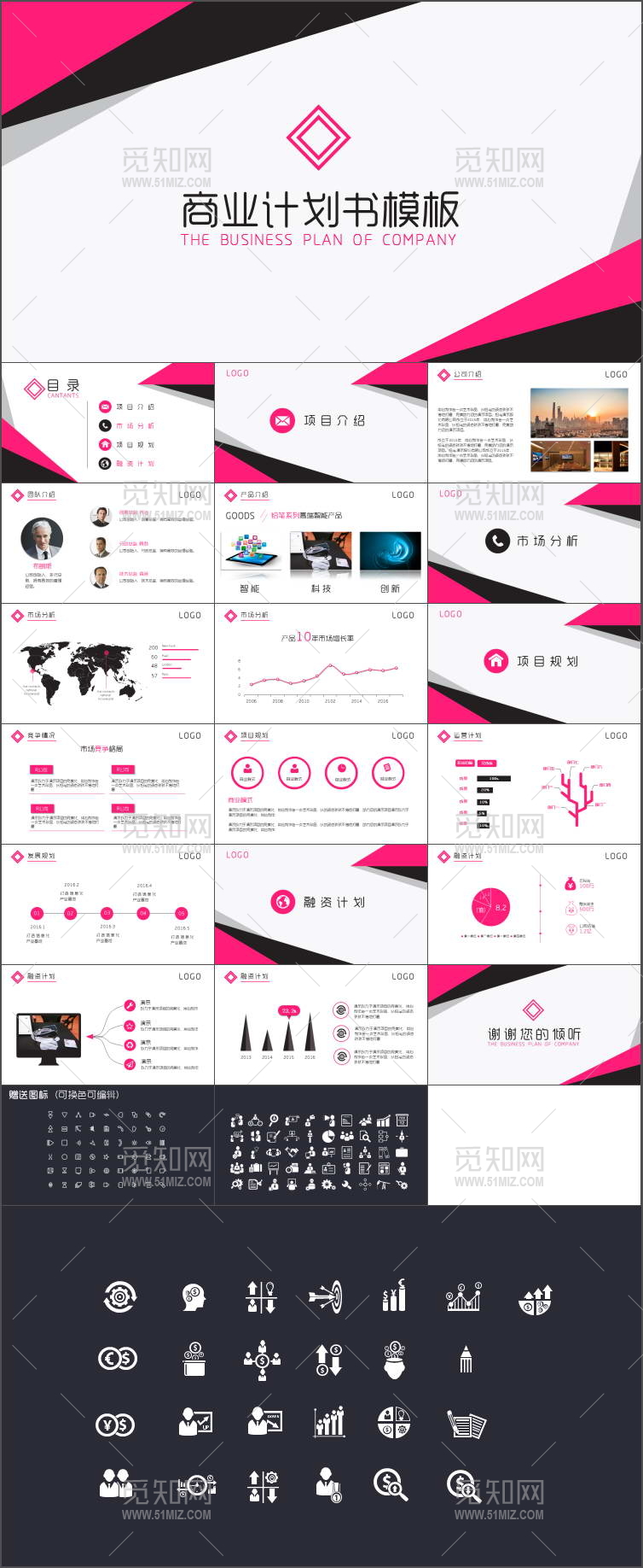 简约企业商业工作计划书PPT模板