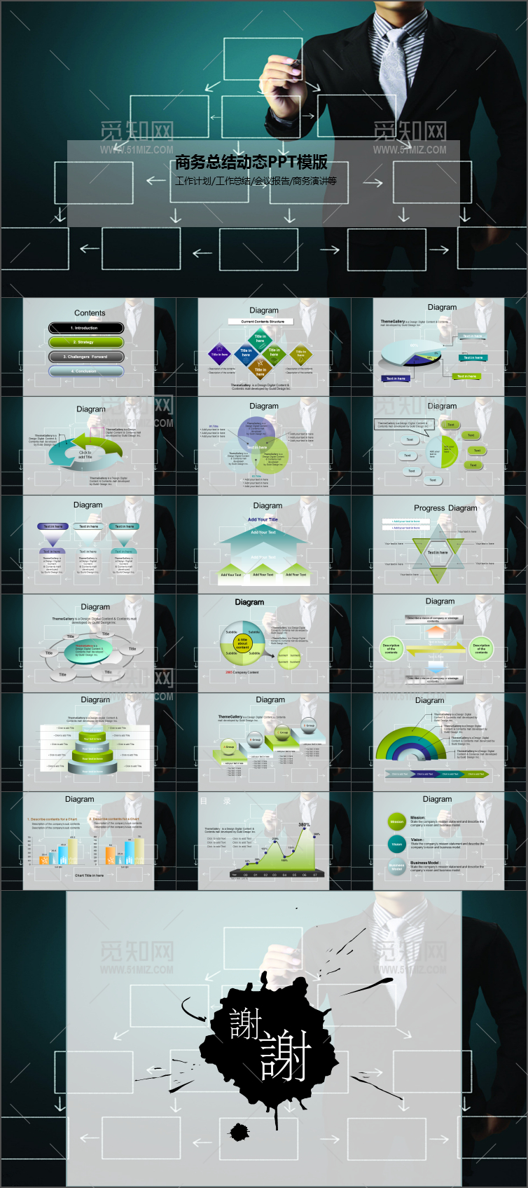 黑色动态商务报告计划演讲等通用模版