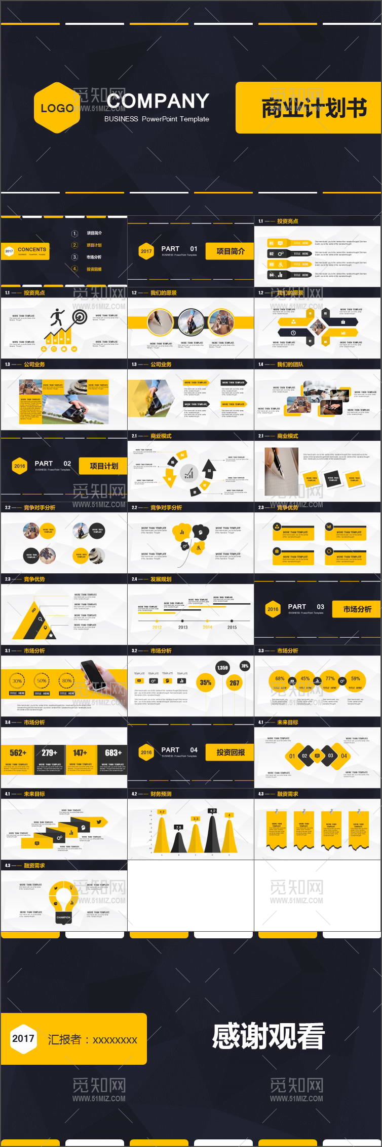 扁平风商业计划书PPT模板