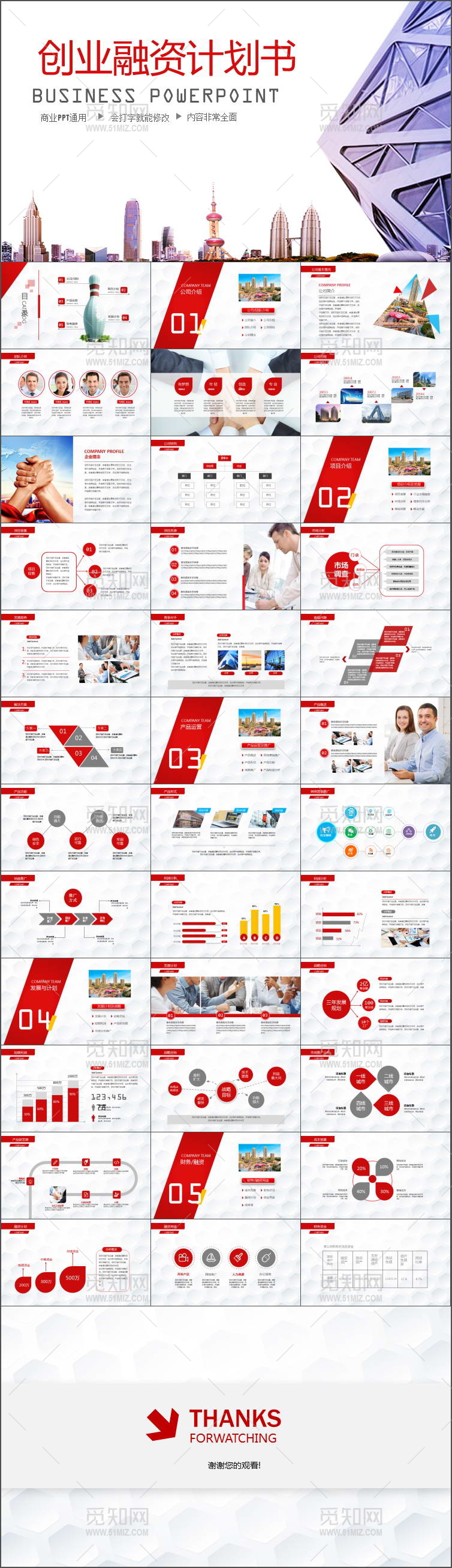 红色大气微创业计划书PPT模板