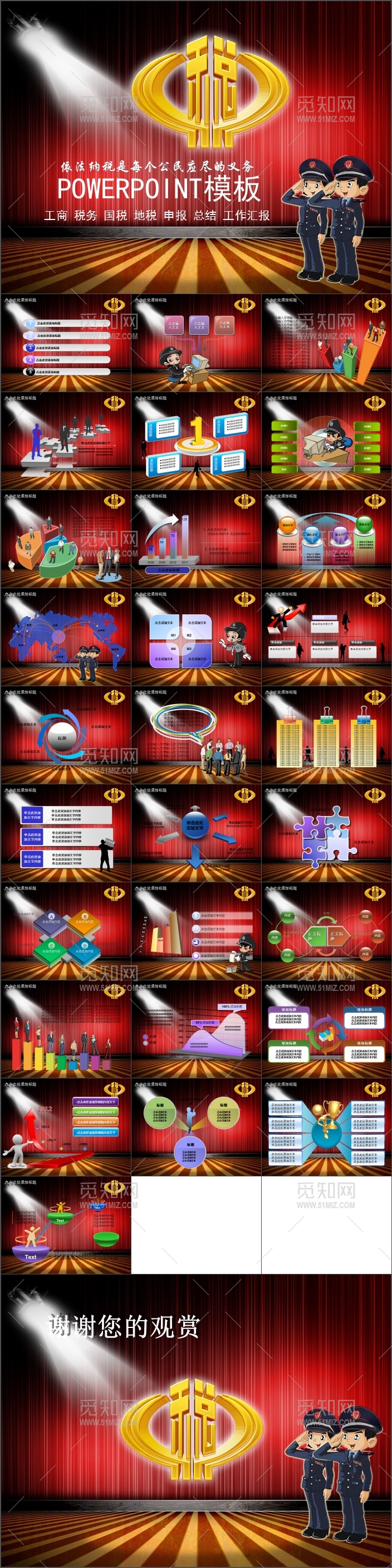 工商税务国税地税申报总结工作汇报PPT模板