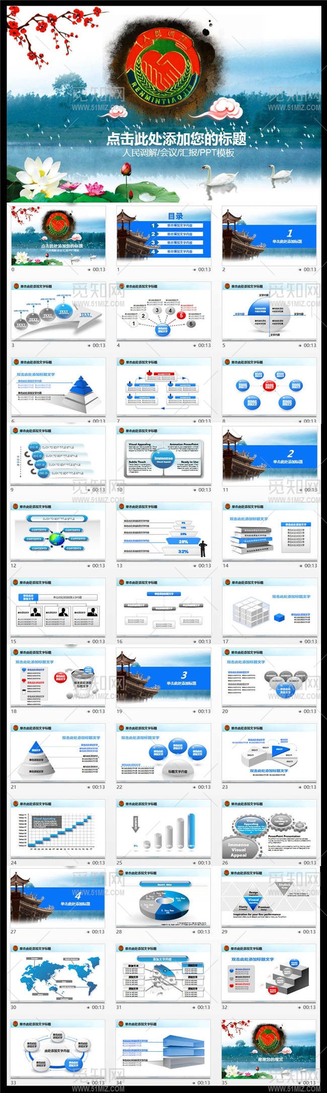 精美中国风人民调解工作PPT模板