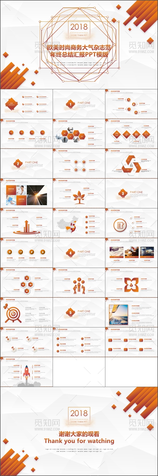 2018欧美时尚商务大气年终总结汇报PPT模版