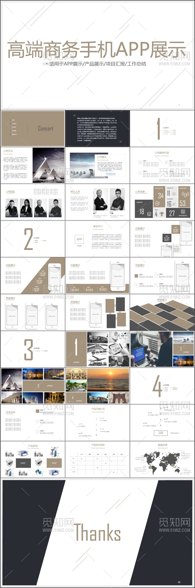 高端商务时尚简约欧美APP产品展示PPT模板