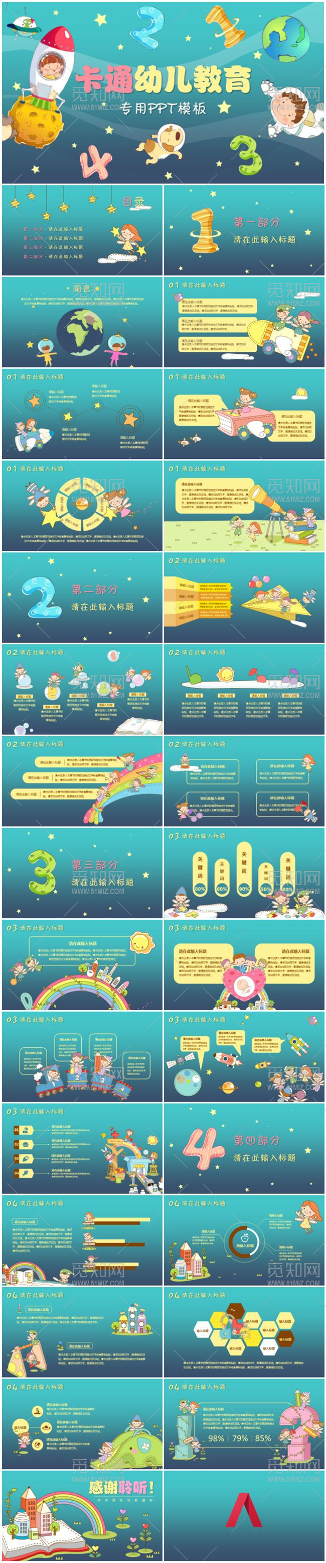 开学家长会卡通动态幼教少儿成长家长会下学期家长会儿童PPT模板