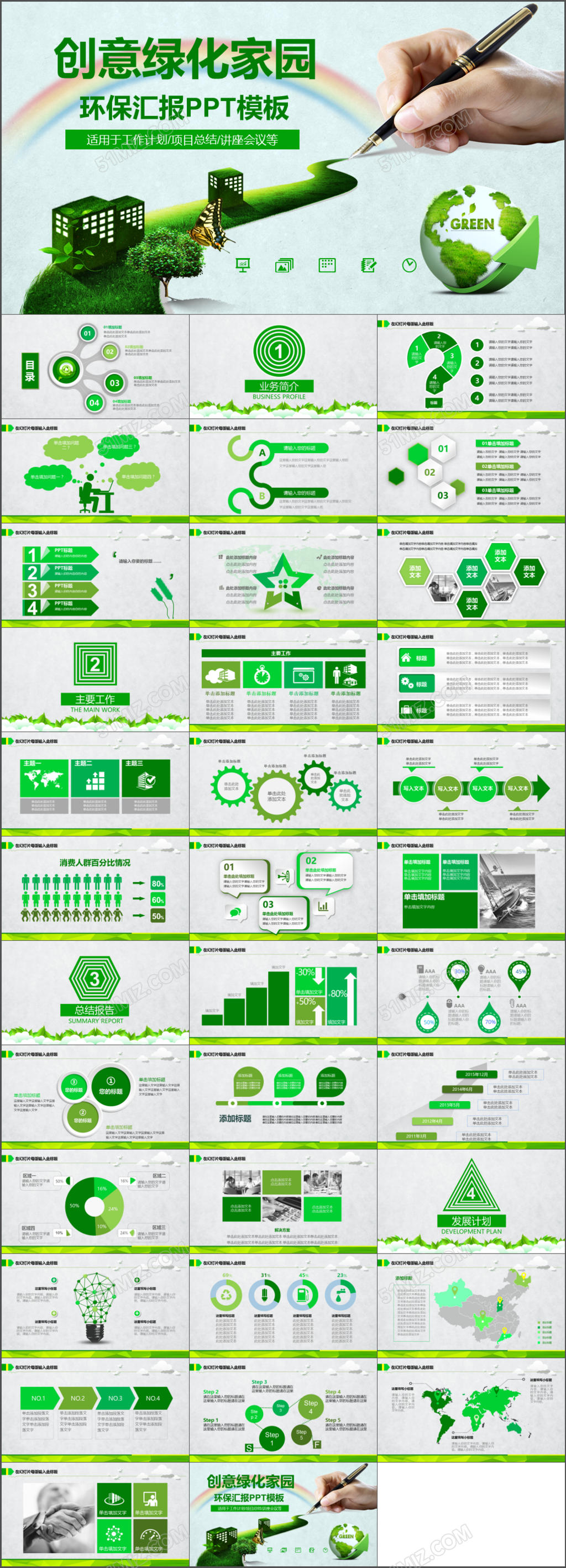 创意绿化家园环保绿化汇报PPT模板