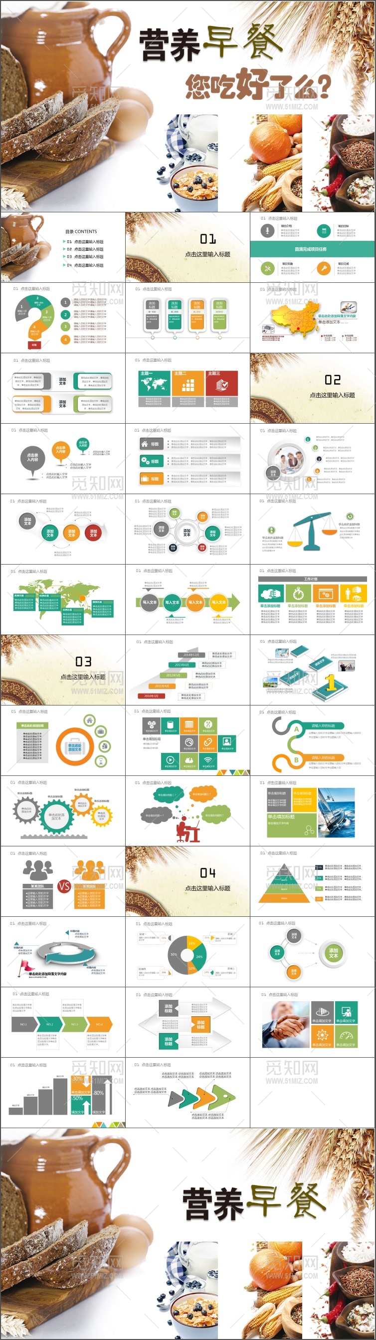 营养早餐养生健康美食PPT模板