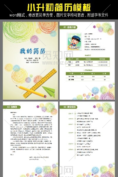 小升初择校入学简历word模板