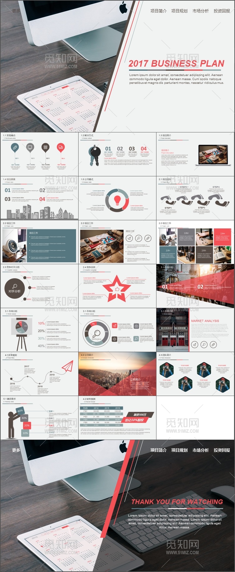 2017清新大气创业宣传融资报告PPT模板