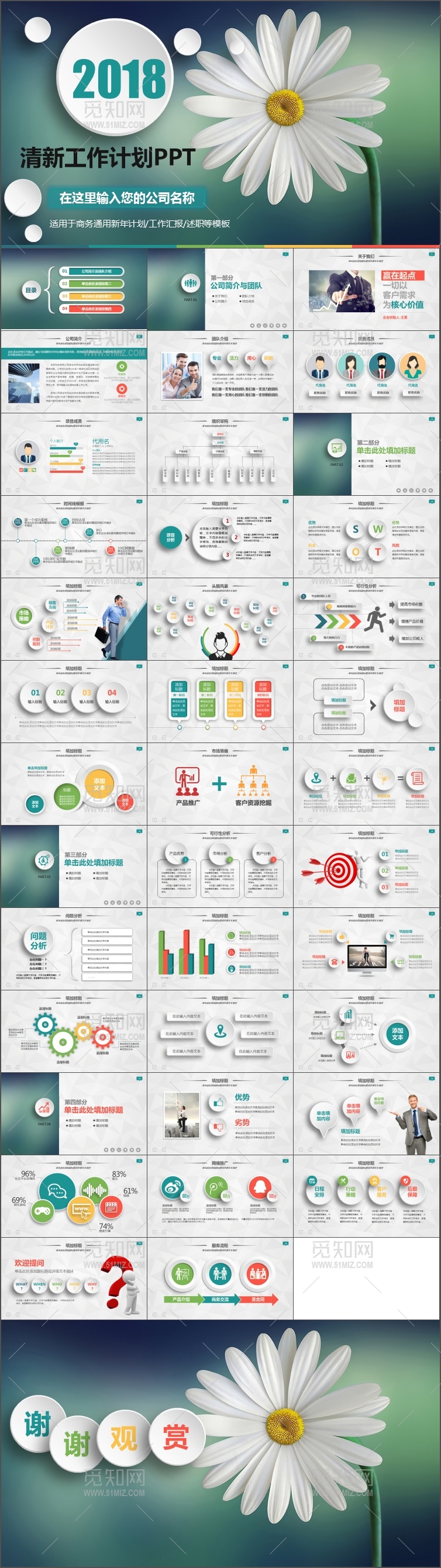 2018清新商务工作汇报PPT模板