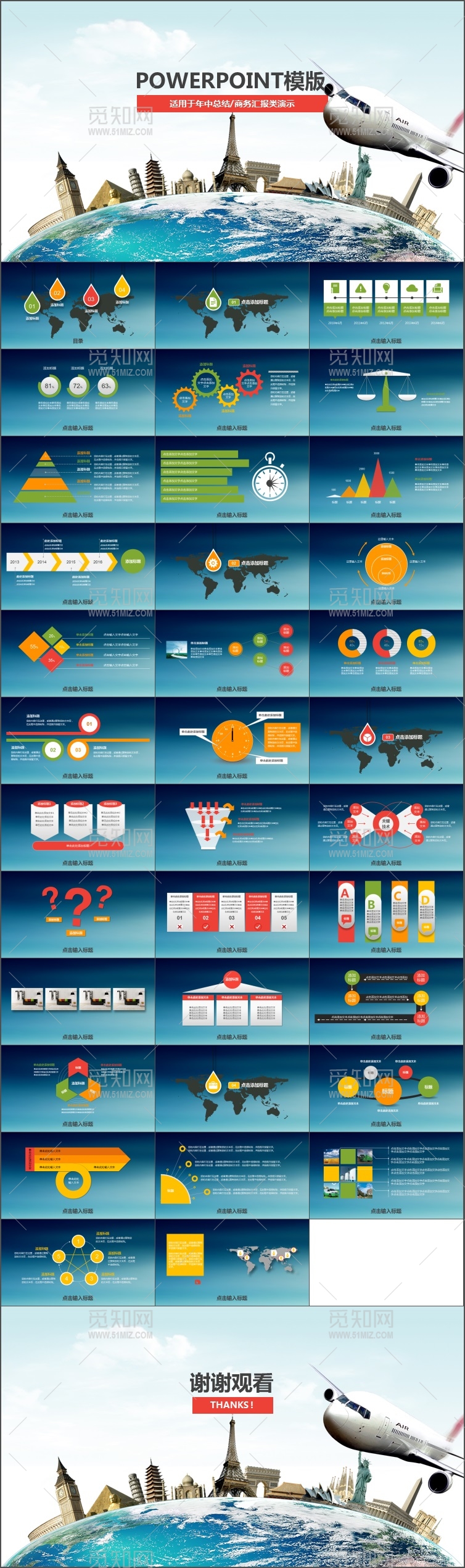 航空旅游公司飞机工作报告总结大气PPT模板