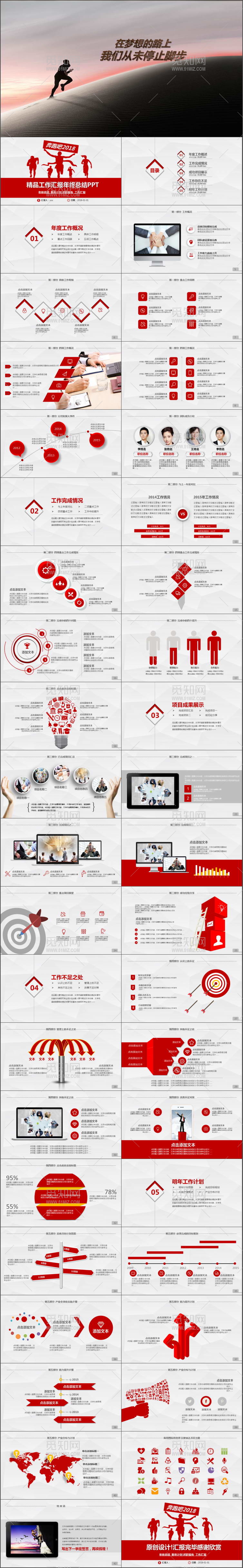 奔跑吧2018年会年终总结计划启程PPT模板