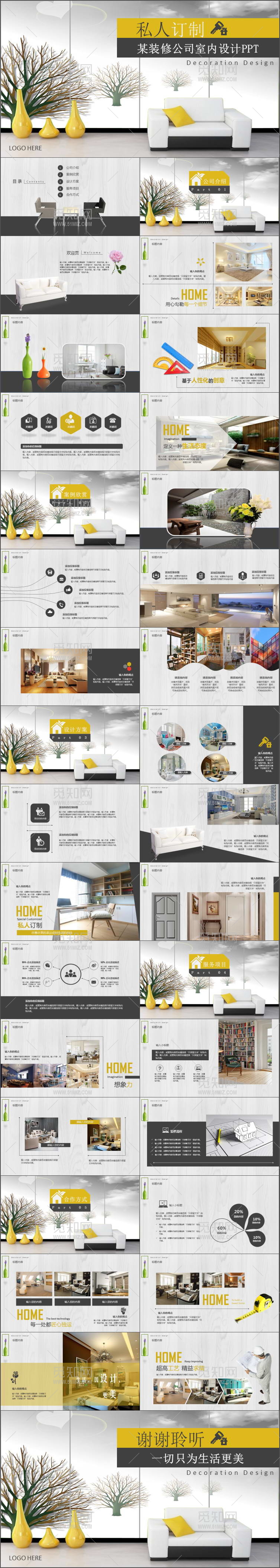 私人订制装修装饰室内设计装软PPT模板