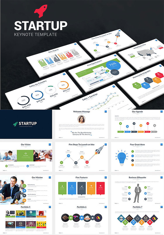 2017欧美炫彩扁平化商务通用keynote模板