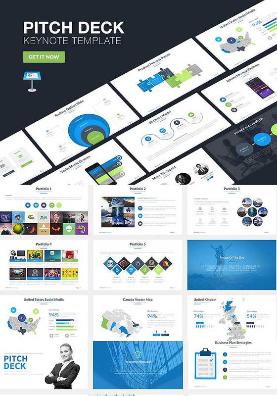 107页欧美大气总结蓝色图片展示keynote模板