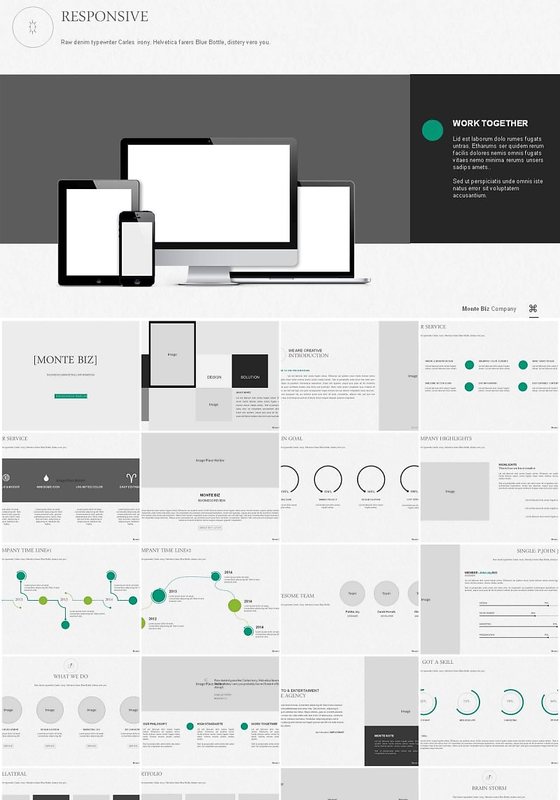 蒙特商务演示欧美风格扁平化简洁大气干净PPT模
