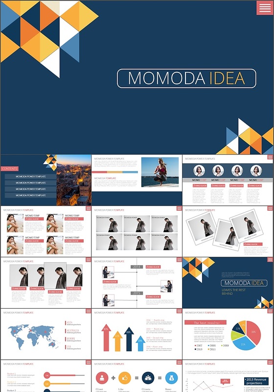 三角组合-简约商务静态模板PPT下载