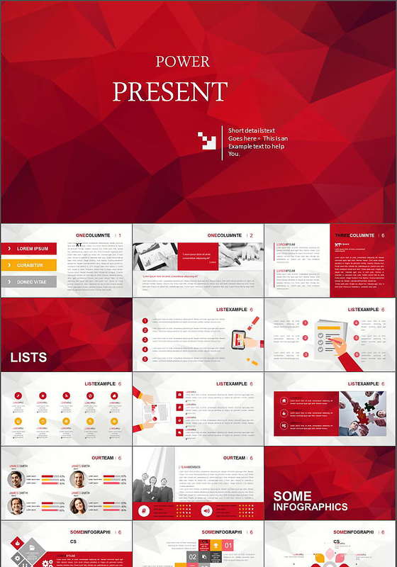 红色系简约商务PPT模板